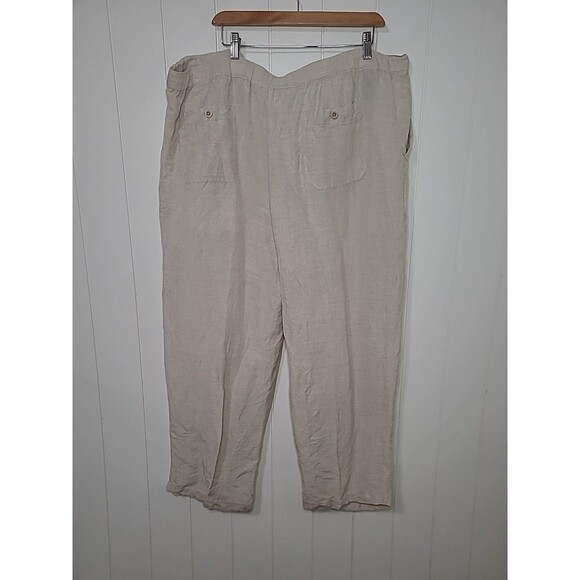 Cubavera Mens Size XXL 44 46 Beige Oatmeal Wide Leg Drawstring Linen Blend Pants - Picture 6 of 10
